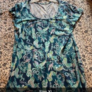 Lilly Pulitzer Blue and Green Short Sleeve Blouse